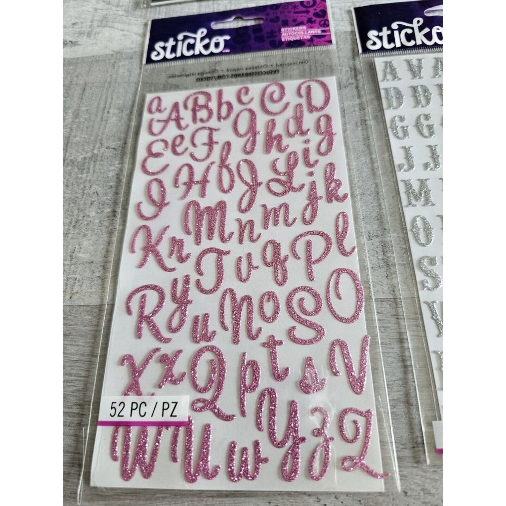 Sticker Lot - Alphabet Scrapbooking Stickers Letters Numbers Sticko Glitter #192 - Picture 7 of 7